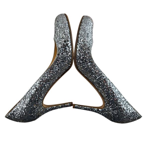 Kate Spade Karolina Glitter Pumps Heels Women 9.5 Silver Round Toe Formal Bling - Picture 8 of 11